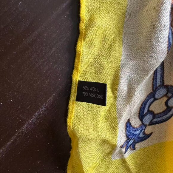 Equestrian Chain Print Wool Scarf – Vibrant Designer-Inspired Wrap - Picture 5 of 5